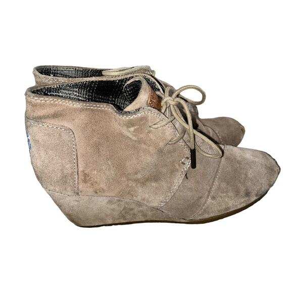 Toms‎ Desert Wedge Booties Women’s Size 7.5 Brown Suede - Picture 3 of 11